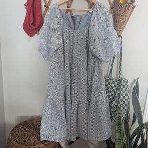 Elegant Blue Patterned Dress